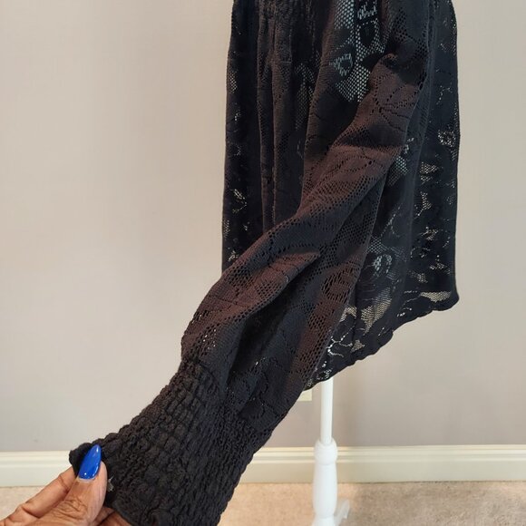 Sundance Dorina Black Lace Mock Neck Blouse Size Lg Size Lg - Picture 4 of 11